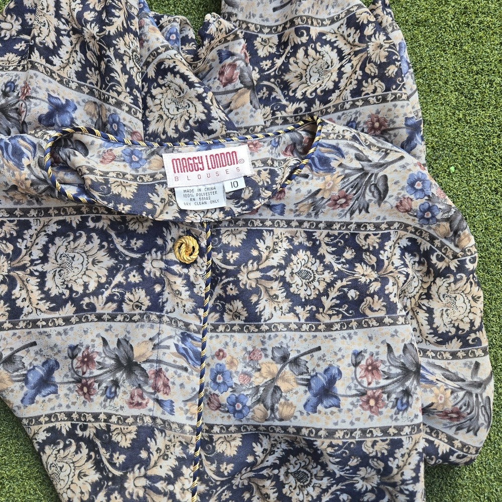 Women's Vintage Floral Paisley Blouse Boho Long Sleeve Button Front Retro Top - Picture 9 of 12